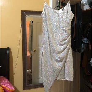 Sparkly silver mini dress